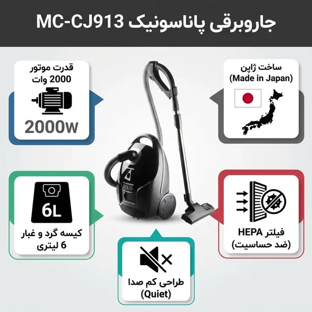 جاروبرقی 2000 وات پاناسونیک مدل MC-CJ913 101781227
