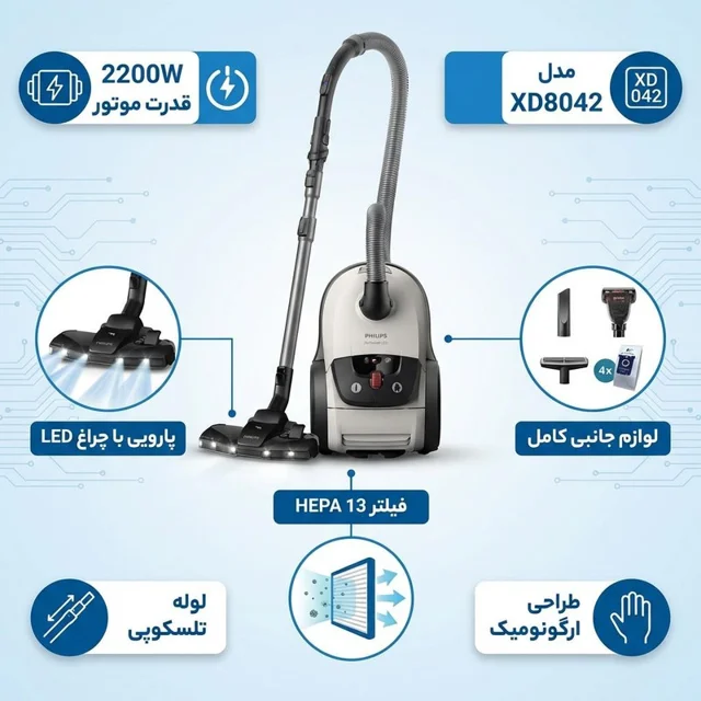 جاروبرقی 2200 وات فیلیپس مدل XD8042 101781357